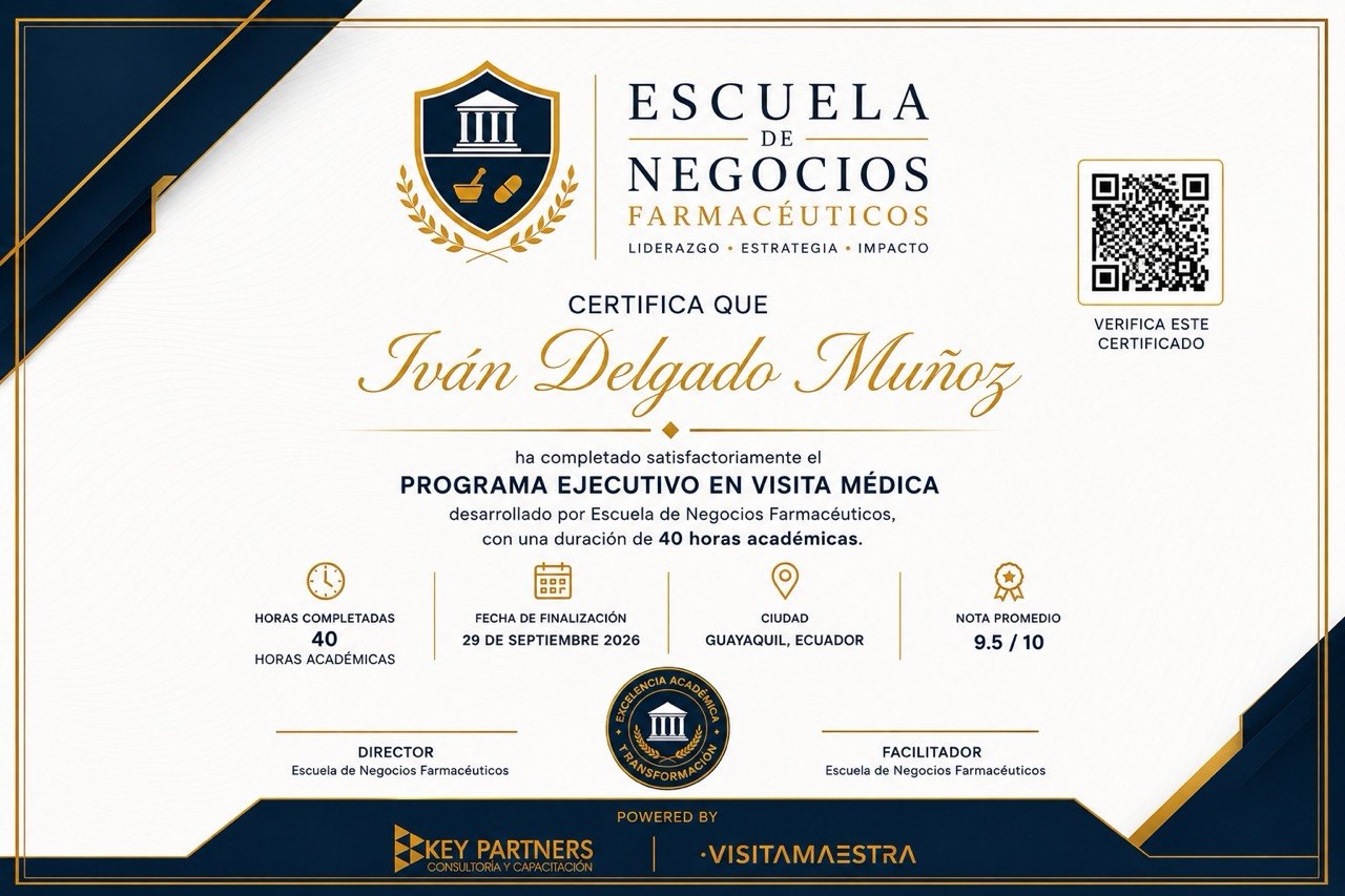 Ejemplo del certificado del Programa Ejecutivo en Visita Médica